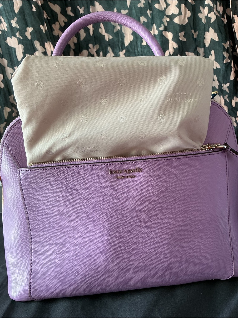 kate spade Louise Dome Satchel in Lilac Saffiano Leather - Picture 7 of 12